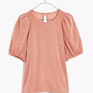 NWT Madewell Plus Floral Jacquard Puff-Sleeve Tee
